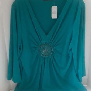 Turquoise Baby Doll Top By Casual Express S